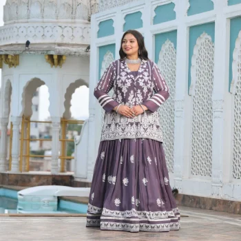 Dusky Purple Blazer Lehenga Set