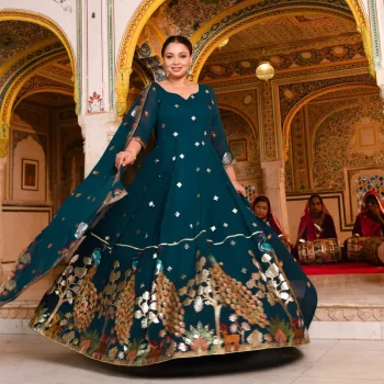 Mayura Blue Embroidered Georgette Anarkali Set