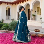 I Said Yes- Prussian Blue Thread & Gota Embroidered Georgette Lehenga Set